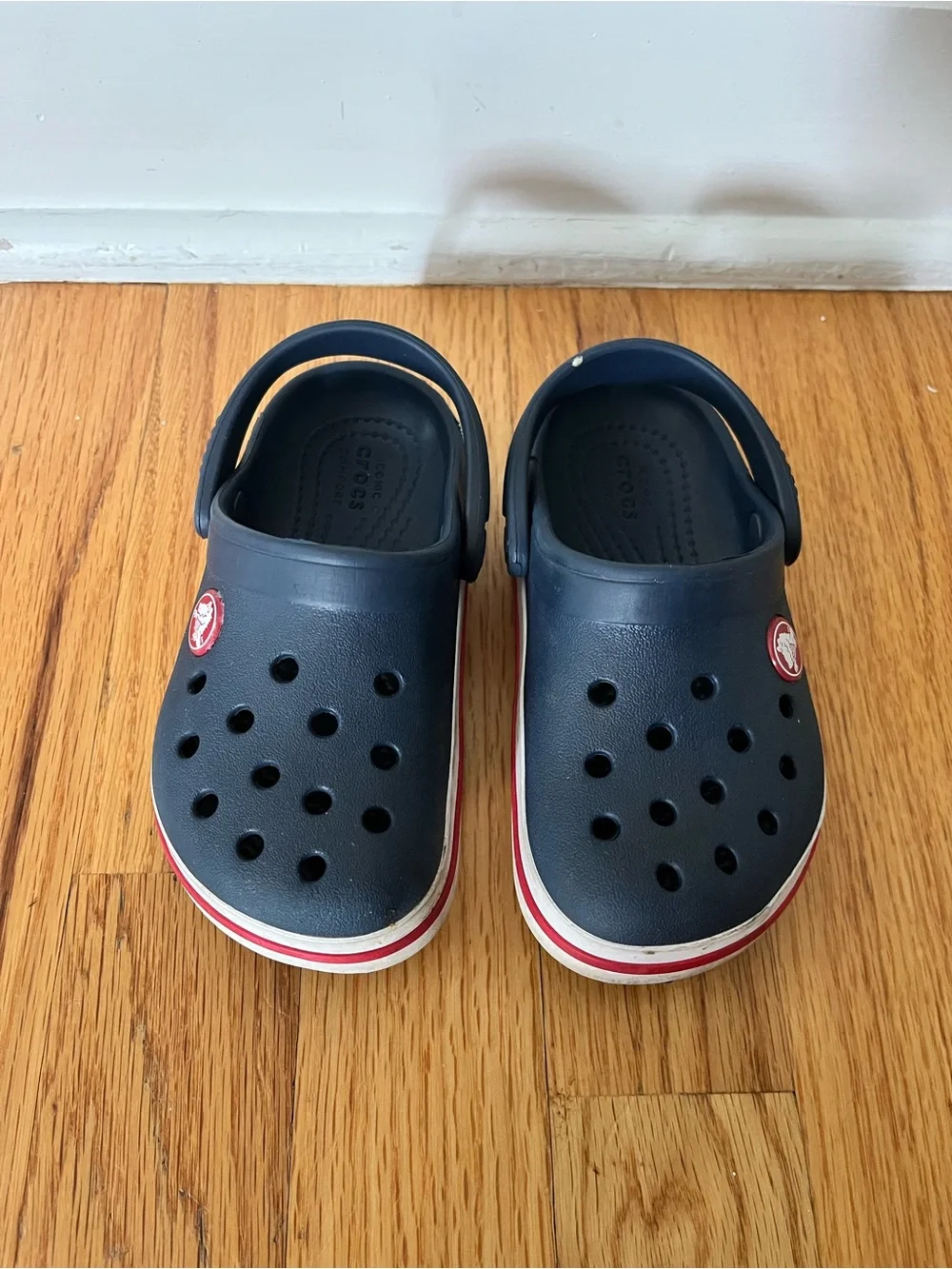CROCS Kids Navy Clog with Red and White Trim